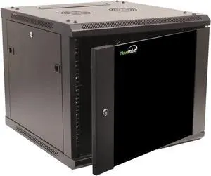 NavePoint 9U Server Cabinet Wall Mount Rack Enclosure Includes 2 Fans, Locking Glass Door, Removable Side Panels  9U Network Cabinet 23.6 Deep, 19 Inch Server Rack for IT and A/V Equipment