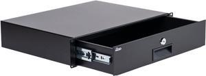 2U Locking Rack Mount Drawer - 22lb (10kg) Secure Lockable Steel Storage Rack Drawer for 19inch Network Equipment/Server/AV Rack or Cabinet Enclosure