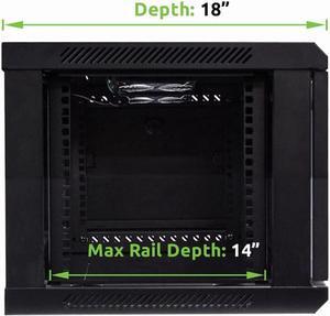 Navepoint 6U Deluxe IT Wallmount Cabinet Enclosure 19-Inch Server Network Rack with Locking Glass Door 16-Inches Deep Black with Shelf