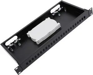 19" Rack Mount Enclosure Fiber Optic Box Fits Racks Cabinet 1U LGX Loaded Patch Panel - Include 2Pcs Splice Trays Maximum Capacity 48 Fibers