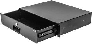 NavePoint Rack Mount Drawer for 19-Inch Server Cabinet Case Or DJ with Lock and Key 2U Black