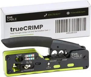 trueCABLE All-In-One Crimp and Termination Tool, Compatible with Cat5e, Cat6, Cat6A Ethernet RJ45 Connectors, Shielded & Unshielded, Pass Through, and Standard Modular Plugs