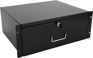 RAISING ELECTRONICS 19inch 4U Rack Mount DJ Rack Case Equipment Deep Drawer 4 Space Locking Lockable