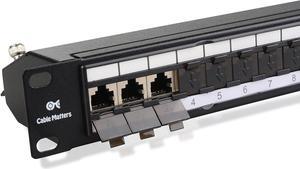 Cable Matters Rackmount or Wall Mount 24-Port Shielded RJ45 Patch Panel with Jack Shutter