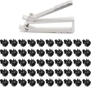 kwmobile 50 Pack M6 Cage Nuts, Bolts and Washers Kit - Cage Nuts Set With Tool for Installation Extraction - For Patch Panel Rack Mount - Black