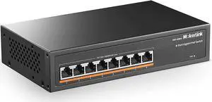 MokerLink 8 Port Gigabit PoE Switch, 8 PoE+ Ports 1000Mbps, 802.3af/at 120W, Metal Fanless Unmanaged Plug and Play