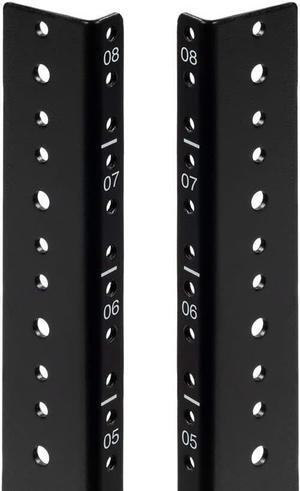 NavePoint 8U Vertical Rack Rail Pair DIY Kit with Hardware, Black