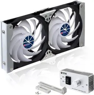 Titan- 12V/ 24V DC 140mm Multi-Function Rack Mounted Double Refrigerator Side Vent Fan with Speed Controller for RV, Motorhome, Caravan -TTC-SC09TZ(C)