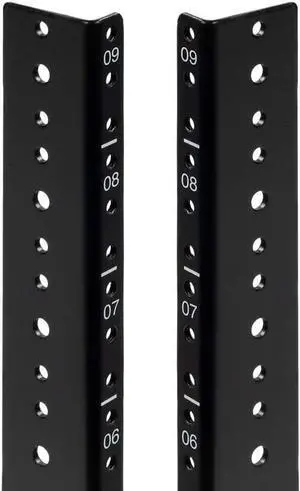 NavePoint 9U Vertical Rack Rail Pair DIY Kit with Hardware, Black