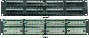 CableWholesale 48 Port Cat6 Patch Panel, 19" Horizontal Rackmount or Wall Mount Panel, RJ45 Ethernet 110 Type, 568A/568B Compatible, 2U, Black, Welcome to consult