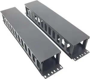 QiaoYoubang 2 Pack 2U 12 Slots Horizontal Rack Mount Cable Management Organizer Plastic 19" Rack Mount