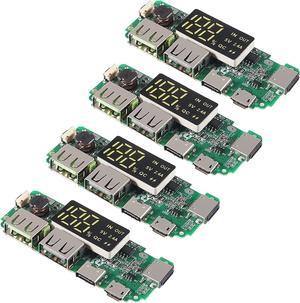 4pcs 18650 Charging Board Dual USB 5V 2.4A Mobile Power Bank Module 186 50 Lithium Battery Charger Board with Overcharge Overdischarge Short Circuit Protection DIY USB Power Bank Board