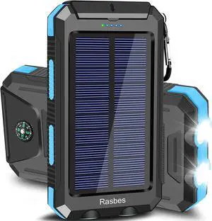 Solar Charger Portable 38800mAh Solar Power Bank IPX5 Waterproof with Built-in Solar Panel Charger and LED Flashlight Solar Phone Charger Battery Pack for All CellPhones.