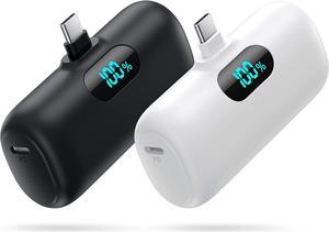 [2-Pack] Mini Portable Charger 5000mAh Power Bank, 3A PD USB C Cell Phone Portable Power, LCD Display Battery Pack Compatible with Android Phone/Samsung Galaxy S22,S21/Note/Moto/LG/Pixel /Nexus ect
