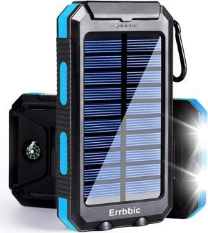 Solar Power Bank Portable Charger 20000mah Waterproof Battery Backup Charger Solar Panel Charger with Dual LED Flashlights and Compass for All CellPhones, Tablets, and Electronic Devices