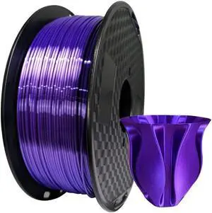 Silk Purple PLA 1.75mm 3D Printer Filament 1KG (2.2 LBS) Silky Shiny Purple 3D Printing Material Metallic Dark Violet Purple Color HZST3D