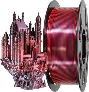 MIKA3D 2 Colors in 1 Silk Black Red PLA 3D Filament, 1KG 2.2LBS 3D Printing Material with Bicolor Dichromatic Double Colors, Dual Color Co-Extrusion 3D Filament Widely Fit for 3D Printer
