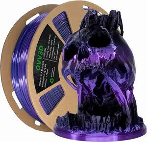 PLA Filament 1.75mm, 3D Printer Filament Silk Black Purple Color Changing, Silk PLA Filament, 3D Printing Filament 1.75 +/-0.02mm, 1kg, Welcome to consult