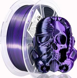 LOCYFENS PLA Filament 1.75mm, 2 in 1 Coextrusion Filament, Silk PLA Dual Color Black Purple 3D Printer Filament, 1.75 PLA Filament +/-0.02mm, 1kg/2.2lb