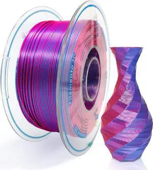 YOUSU Silk PLA Filament 1.75mm, 3D Printer Filament Dual Color Coextrusion Filament Silk Rose-Red Blue Color Change PLA, Compatible with Most of 3D Printer.
