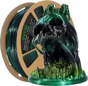 PLA Filament 1.75mm, 3D Printer Filament Silk Black Green Color Changing, Silk PLA Filament with Glitter Flecks, 3D Printing Filament 1.75 +/-0.02mm, 1kg