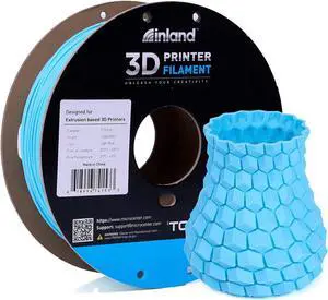 INLAND Micro Center Tough PLA 3D Printer Filament 1.75mm  Light Blue - Professional Toughness Enhanced PLA - Dimensional Accuracy +/- 0.03 mm - 1 kg Spool (2.2 lbs)  High Impact Strength