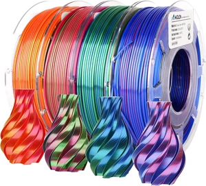 AMOLEN Silk PLA 3D Printer Filament Bundle, Shiny Dual Color Filament 1.75mm Pack, Multi Color Change 3D Printing Filament for Most FDM 3D Printer, 4 Spools 200g Each AMOLEN Silk PLA 3D Printer Filament Bundle, Shiny Dual Color Filament 1.75mm Pack, Multi Color Change 3D Printing Filament for Most FDM 3D Printer, 4 Spools 200g Each