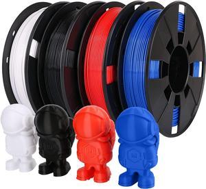 AMOLEN 4 Most Basic Colors PLA 3D Printer Filament Bundle 1.75mm, [Black White Red Blue] 3D Printing Filament Bundle, 250g X 4 Spools Pack, 1KG/2.2 lb in Total, Compatible with Most FDM Printer
