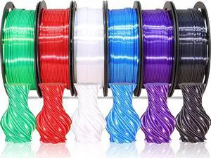1.75mm Silk Shiny PLA 6 in 1 Basic Colors Bundle Pack: Silk Black/Red/White/Sapphire Blue/Dark Purple/Green; Each Spool 250g, 6 Spools Packed, Total 1.5Kg 3D Printing Filament Material MIKA3D 1.75mm Silk Shiny PLA 6 in 1 Basic Colors Bundle Pack: Silk Black/Red/White/Sapphire Blue/Dark Purple/Green; Each Spool 250g, 6 Spools Packed, Total 1.5Kg 3D Printing Filament Material MIKA3D