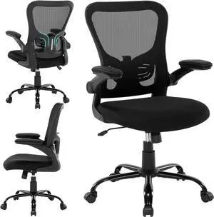 Ergonomic Office Desk Chair - Adjustable Height Home Mesh Computer Chair with Lumbar Support and Flip-up Armrests, Comfortable Swivel Executive Task Chair BIFMA Passed, Black Ergonomic Office Desk Chair - Adjustable Height Home Mesh Computer Chair with Lumbar Support and Flip-up Armrests, Comfortable Swivel Executive Task Chair BIFMA Passed, Black