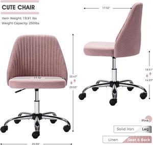 Home Office Chair - Armless Computer Desk Chair Adjustable Cute Modern Task Rolling Chair with Lumbar Support for Make Up,Small Space, Bed Room
