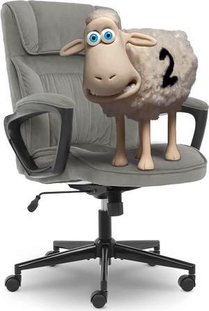 Serta Executive Office Chair Ergonomic Computer Upholstered Layered Body Pillows, Contoured Lumbar Zone, Base, Fabric, Black/Grey