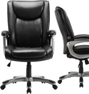 MCQ Home Office, Ergonomic High Back Computer Height Desk Chair with Adjustable Built-in Lumbar Support, Black