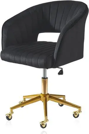 Black Vanity Chair with Wheel, Modern Velvet Home Office Chair with Back, Criss Cross Chair for Vanity, Living Room, Bedroom and Study Black Vanity Chair with Wheel, Modern Velvet Home Office Chair with Back, Criss Cross Chair for Vanity, Living Room, Bedroom and Study