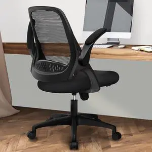 NEO CHAIR Office Desk Computer Gaming Chair with Executive Ergonomic Lumbar Back Support Flip-up Padded Armrest Adjustable Height and Wheels for Home or Office (Black)