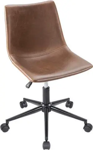 Furmax Mid Back Task Chair PU Leather Adjustable Swivel Office Chair Bucket Seat Armless Computer Chair Modern Low Back Desk Conference Chair (Brown) Furmax Mid Back Task Chair PU Leather Adjustable Swivel Office Chair Bucket Seat Armless Computer Chair Modern Low Back Desk Conference Chair (Brown)