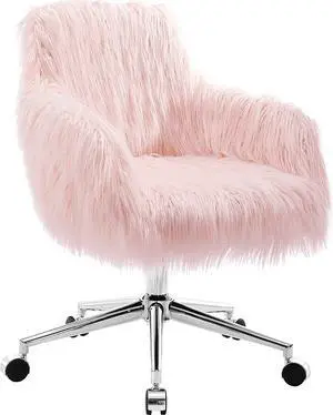 Linon Fiona Chrome Base Office Chair, Metal, 23.5"W x 22"D x 31-35"H Linon Fiona Chrome Base Office Chair, Metal, 23.5"W x 22"D x 31-35"H