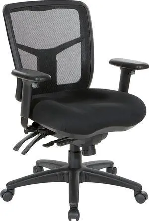 Office Star ProGrid Breathable Mesh Manager's Office Chair with Adjustable Seat Height, Multi-Function Tilt Control and Seat Slider, Mid Back, Coal FreeFlex Fabric