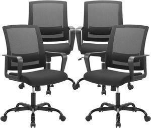 CLATINA Ergonomic Rolling Mesh Desk Chair with Executive Lumbar Support and Adjustable Swivel Design for Home Office Computer Black 4 Pack