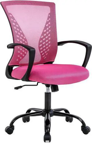 Office Chair Desk Chair Computer Chair with Lumbar Support Armrest Mid Back Rolling Swivel Task Adjustable Mesh Ergonomic Chair for Women Adults, Pink Office Chair Desk Chair Computer Chair with Lumbar Support Armrest Mid Back Rolling Swivel Task Adjustable Mesh Ergonomic Chair for Women Adults, Pink