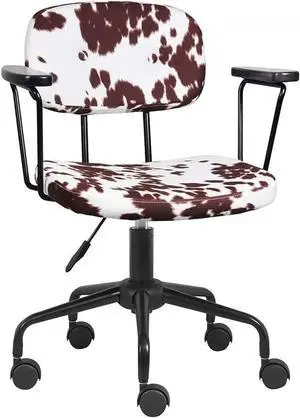 GIA Barnyard Ayrshire Cow Pattern Home Office Task Chair with Arms, Metal, Brown and White