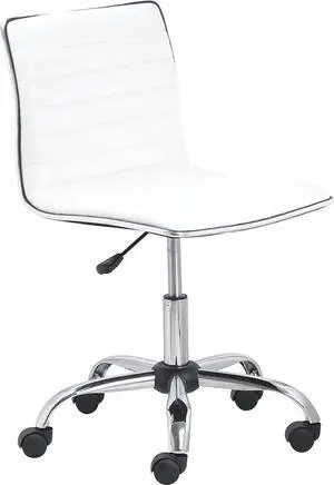BTEXPERT BTExpert Swivel Mid Back Armless Ribbed Designer Task Chair Leather Soft Upholstery Office Chair - White BTEXPERT BTExpert Swivel Mid Back Armless Ribbed Designer Task Chair Leather Soft Upholstery Office Chair - White