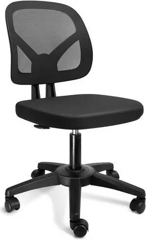 KOLLIEE Armless Office Chair Mesh Ergonomic Small Desk Chair Armless Adjustable Swivel Black Computer Task Chair No Armrest Mid Back Home Office Chair for Small Spaces, Welcome to consult