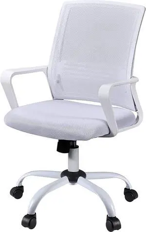 Ergonomic Home Office Desk Chairs, Mesh Chair with Lumbar Back Support Armrest, Height Adjustable Executive Rolling Swivel Computer Chair, Mid Back Task Chair for Home Office Work, White Ergonomic Home Office Desk Chairs, Mesh Chair with Lumbar Back Support Armrest, Height Adjustable Executive Rolling Swivel Computer Chair, Mid Back Task Chair for Home Office Work, White