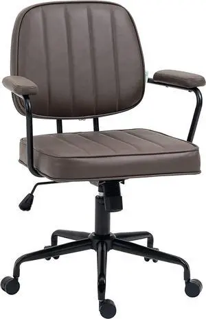 Vinsetto Home Office Chair, Microfiber Computer Desk Chair with Swivel Wheels, Adjustable Height, and Tilt Function, Light Brown