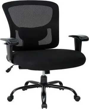 HCY Big & Tall Office , Desk 400 lbs Computer Mesh Chair for Heavy People Height Adjustable Rolling Desk Chair with Ergonomic Lumbar Support for Home, Office (Black)