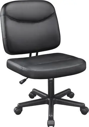 Topeakmart Task Desk Chair Height Adjustable Chair Computer Faux Leather Chair Without Arms, Black