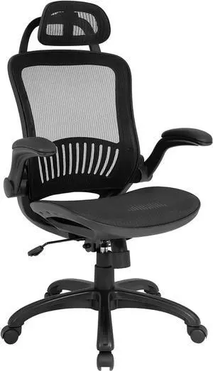 Office Chair Desk Chair Computer Chair Ergonomic Rolling Swivel Mesh Chair Lumbar Support Headrest Flip-up Arms High Back Adjustable Chair for Women& Men,Black