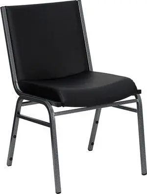 Flash Furniture HERCULES Series Heavy Duty Black Vinyl Stack Chair with Ganging Bracket