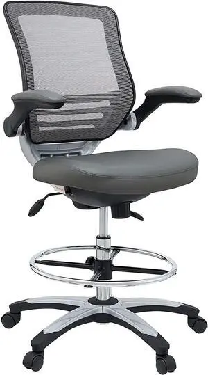 Modway EEI-211 Edge Drafting Chair - Reception Desk Chair - Flip-Up Arm Drafting Chair in Gray